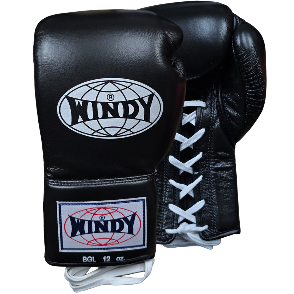 Boxing Gloves Muay Thai Lace-up Windy BGL Black (Leather) – Fight Trade Store
