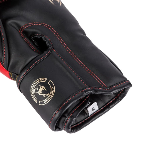 Boxing Gloves Venum Elite Black/Gold/Red Muay Thai Style (Synthetic Leather)