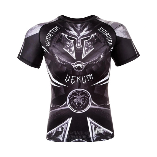 Venum Gladiator 3.0 Short Sleeve Rashguard, Black/White, view 1