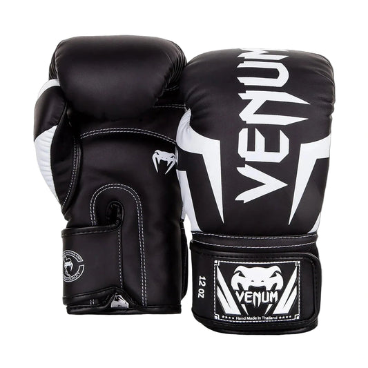 Venum Elite Boxing Gloves, Black/White, view 1