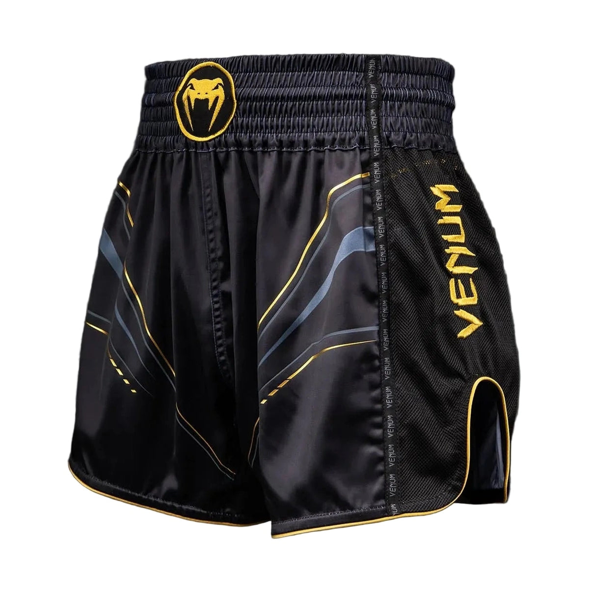 Venum Streamline Muay Thai Shorts, Black/Gold, view 3
