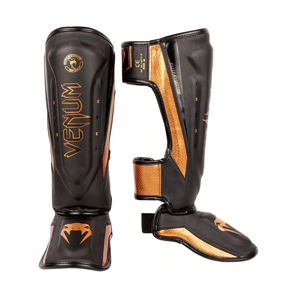 Venum Elite Evo Shin Guards, Black/Bronze, view 1