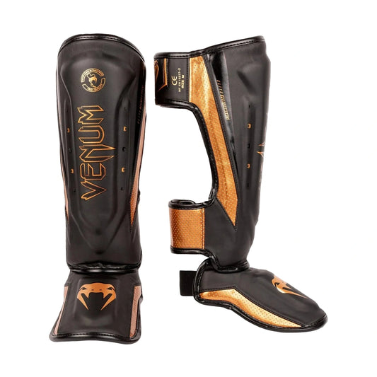 Venum Elite Evo Shin Guards, Black/Bronze, view 1