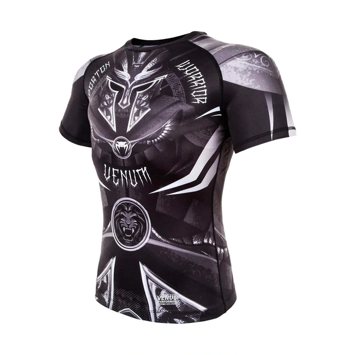Venum Gladiator 3.0 Short Sleeve Rashguard, Black/White, view 2