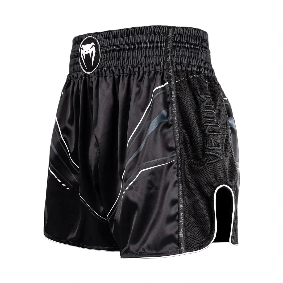 Venum Streamline Muay Thai Shorts, Black/White, view 3
