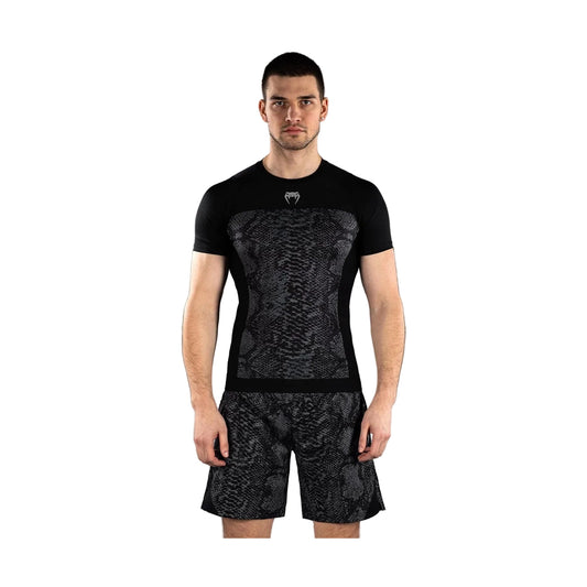 Venum G-Fit Scales Short Sleeve Rashguard, Black/Charcoal Grey, view 1