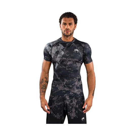 Venum Rage & Workout Short Sleeve Rashguard, Black/Grey, view 1