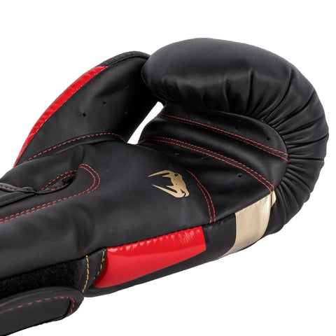 Boxing Gloves Venum Elite Black/Gold/Red Muay Thai Style (Synthetic Leather)