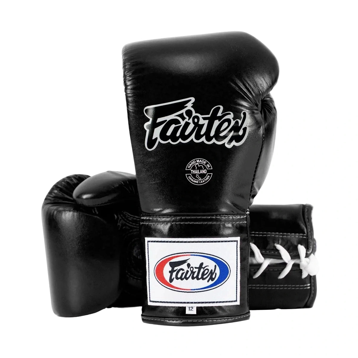 Fairtex BGL6 Lace-Up Boxing Gloves, Black, view 1