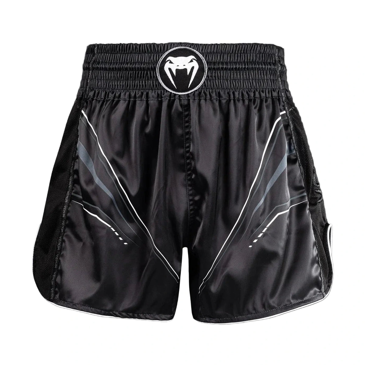 Venum Streamline Muay Thai Shorts, Black/White, view 1