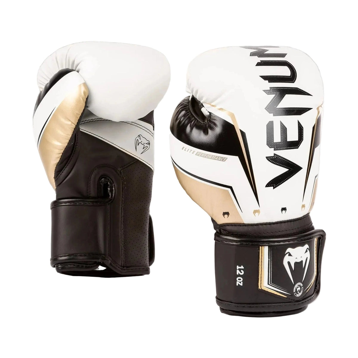 Venum Elite Evo Boxing Gloves, White/Gold, view 1