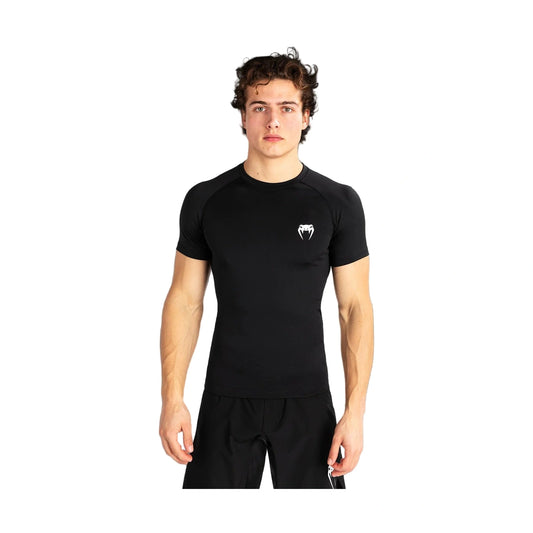 Venum Contender Short Sleeve Rash Guard, Black/White, view 1