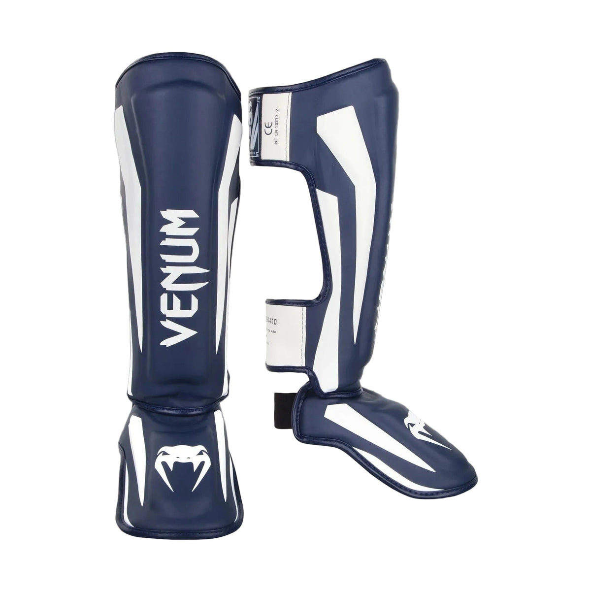 Venum Elite Standup Shin Guards, White/Navy Blue, view 1