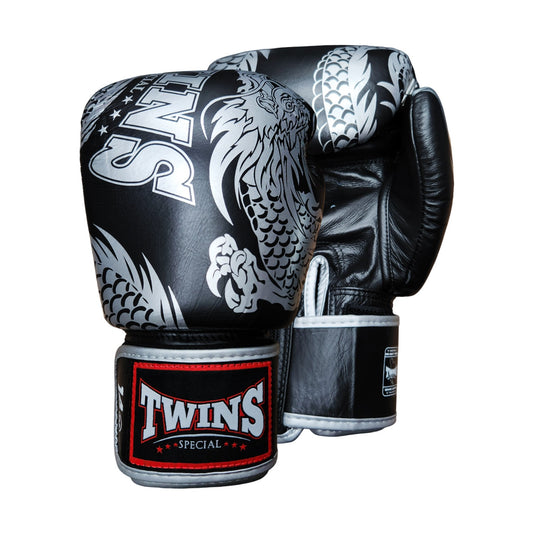 Twins Special FBGV-49 Fancy Boxing Gloves, Black Silver, view 1