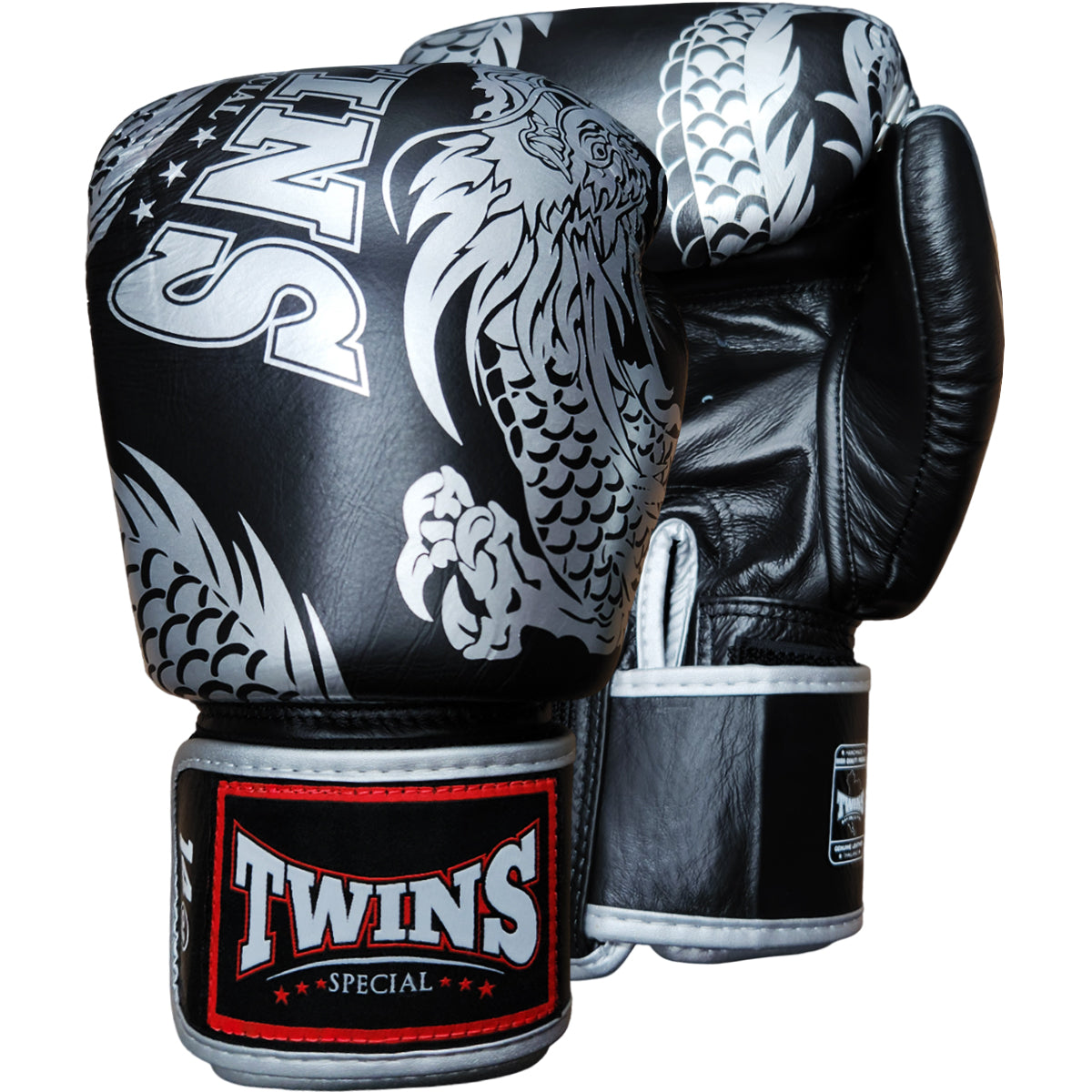 Boxing Gloves Twins Special FBGV-49 Black Silver Fancy Muay Thai Style