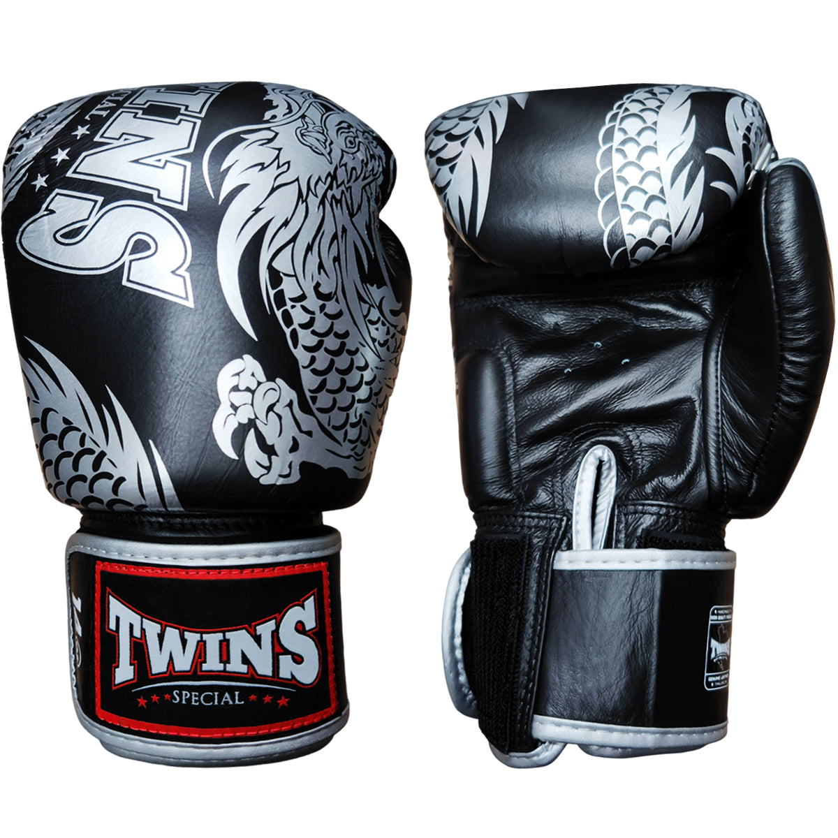 Boxing Gloves Twins Special FBGV-49 Black Silver Fancy Muay Thai Style