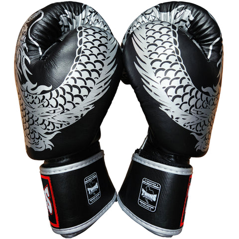 Boxing Gloves Twins Special FBGV-49 Black Silver Fancy Muay Thai Style