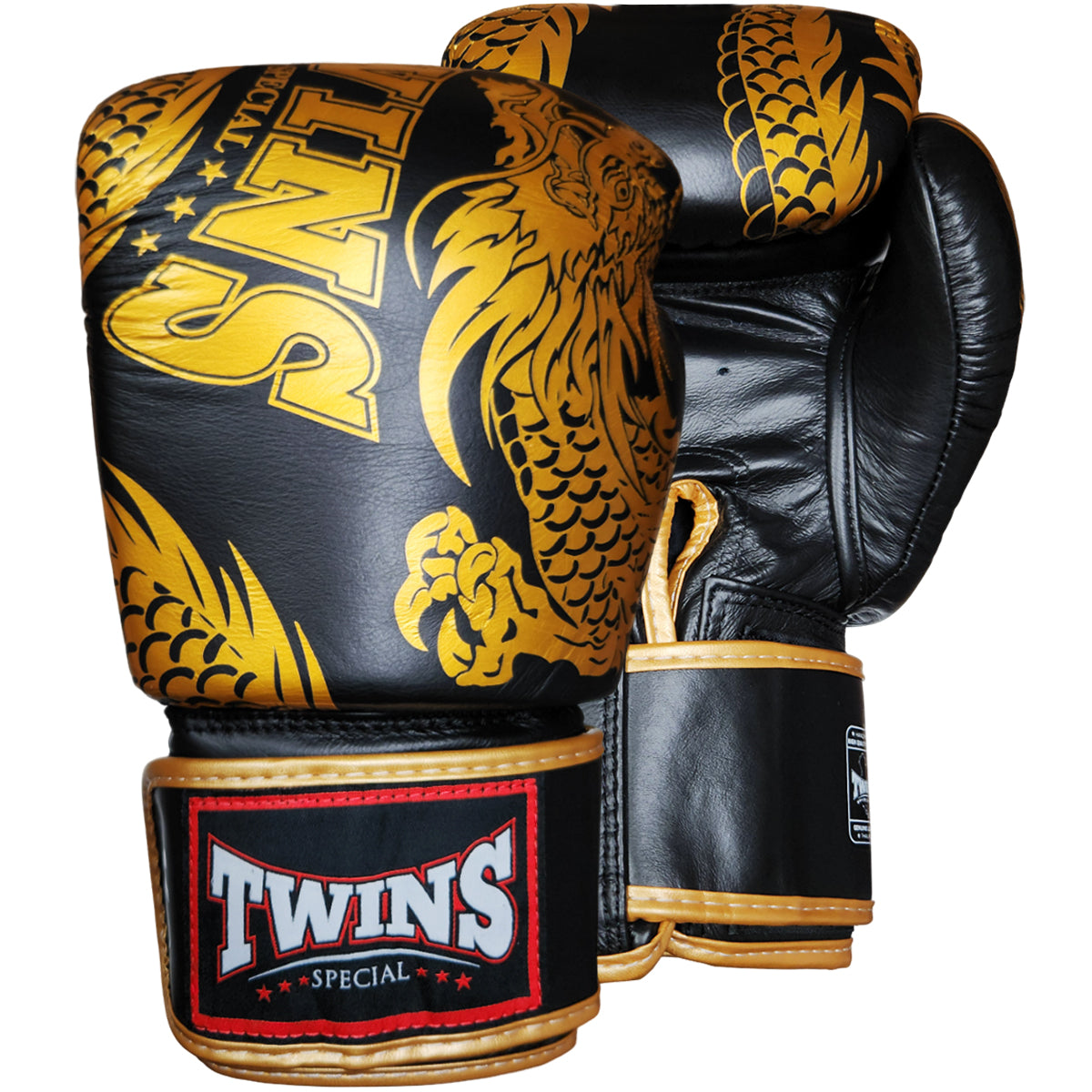 Boxing Gloves Twins Special FBGV-49 Gold Black Fancy Muay Thai Style