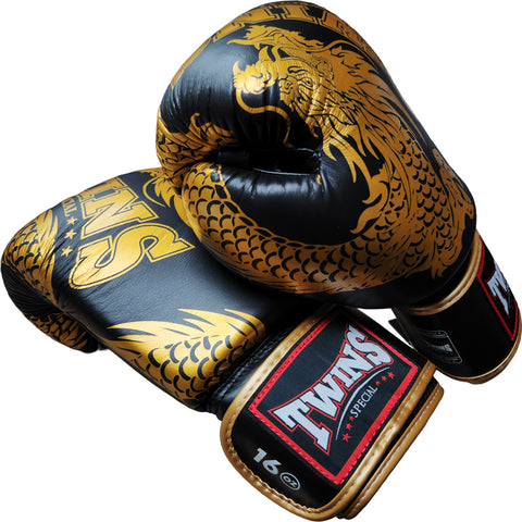 Boxing Gloves Twins Special FBGV-49 Gold Black Fancy Muay Thai Style