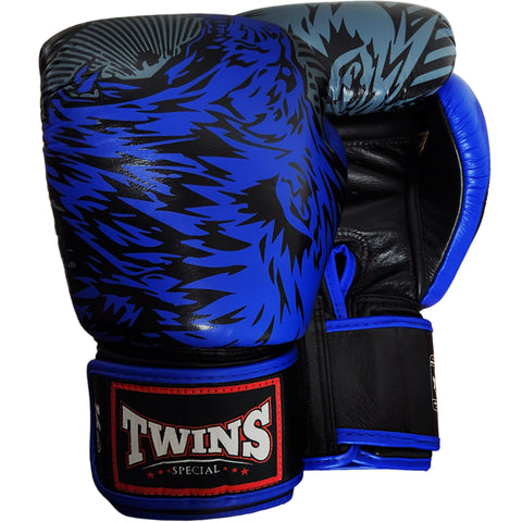 Boxing Gloves Twins Special FBGV-50 Wolf Blue Fancy Muay Thai Style