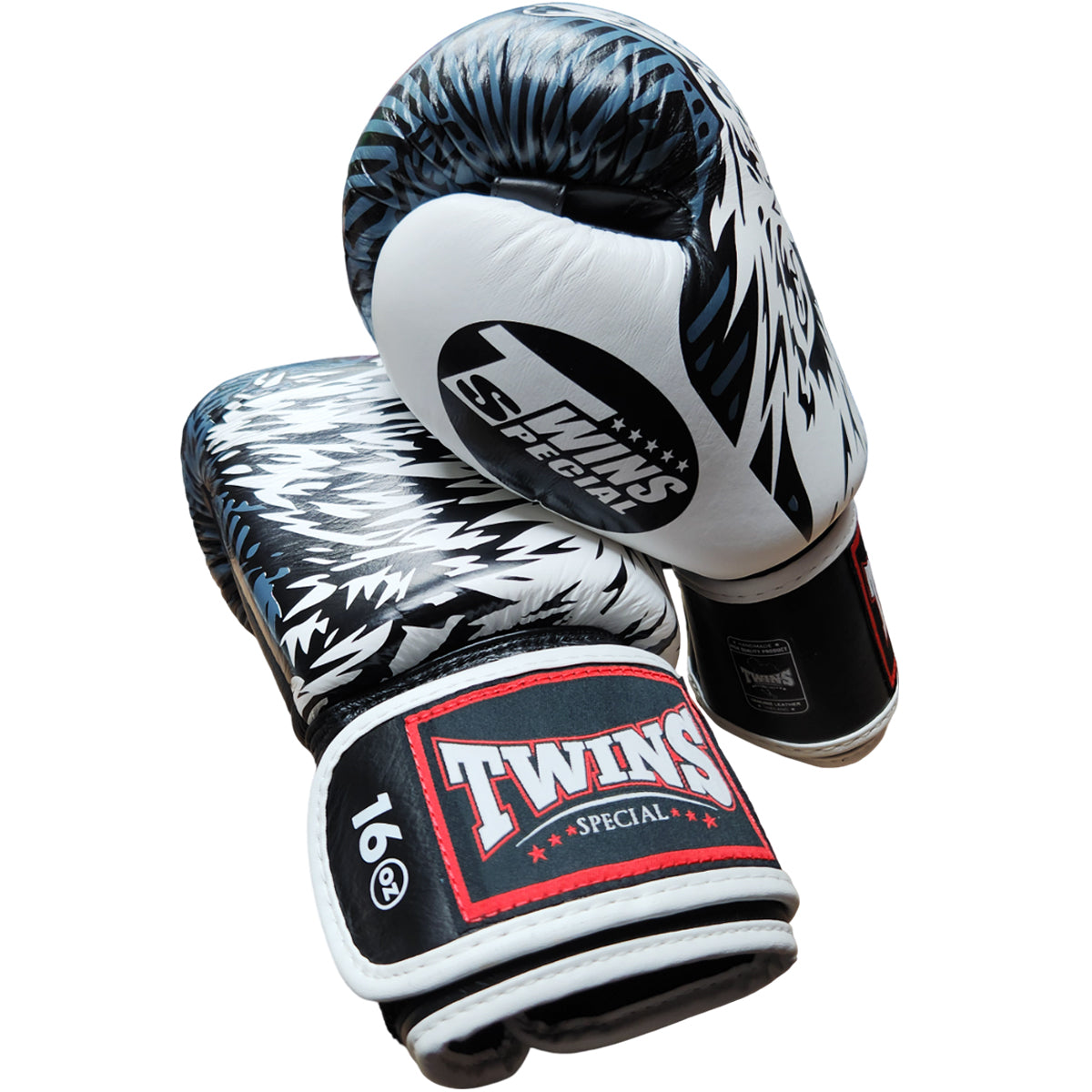 Boxing Gloves Twins Special FBGV 50 Wolf White Fancy Muay Thai Style 12 oz White Florida USA