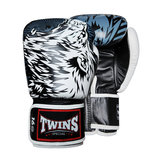 Twins Special FBGV-50 Wolf Fancy Boxing Gloves, White, view 1