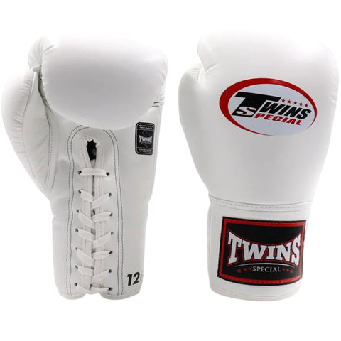 Boxing Gloves BGLL-1 Lace-Up Twins Special White (Leather)