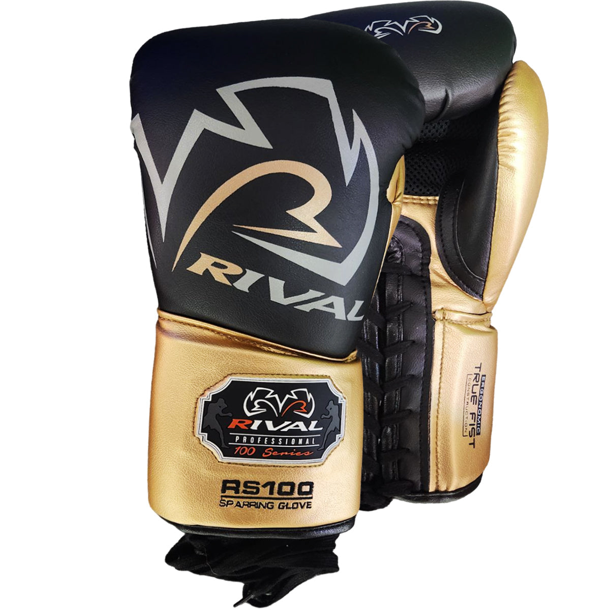 Boxing Gloves Rival RS100 Lace-up Professional Sparring Black-Gold