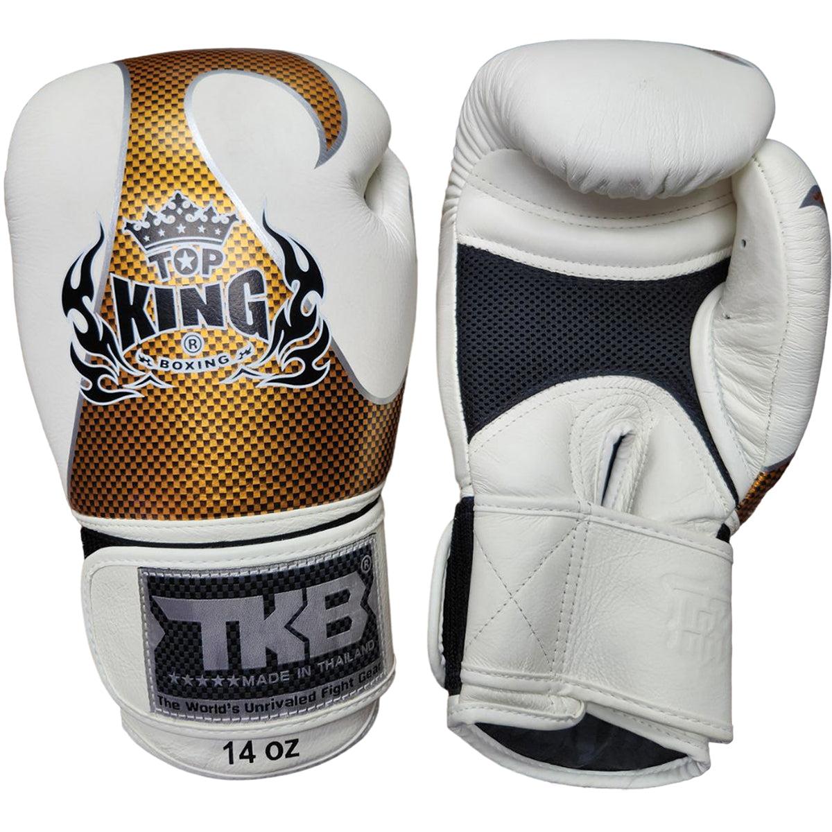 Boxing Gloves Top King TKBGEM-01 Air White Gold Empower Creativity Old Logo