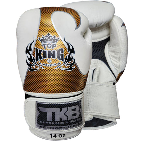 Boxing Gloves Top King TKBGEM-01 Air White Gold Empower Creativity Old Logo