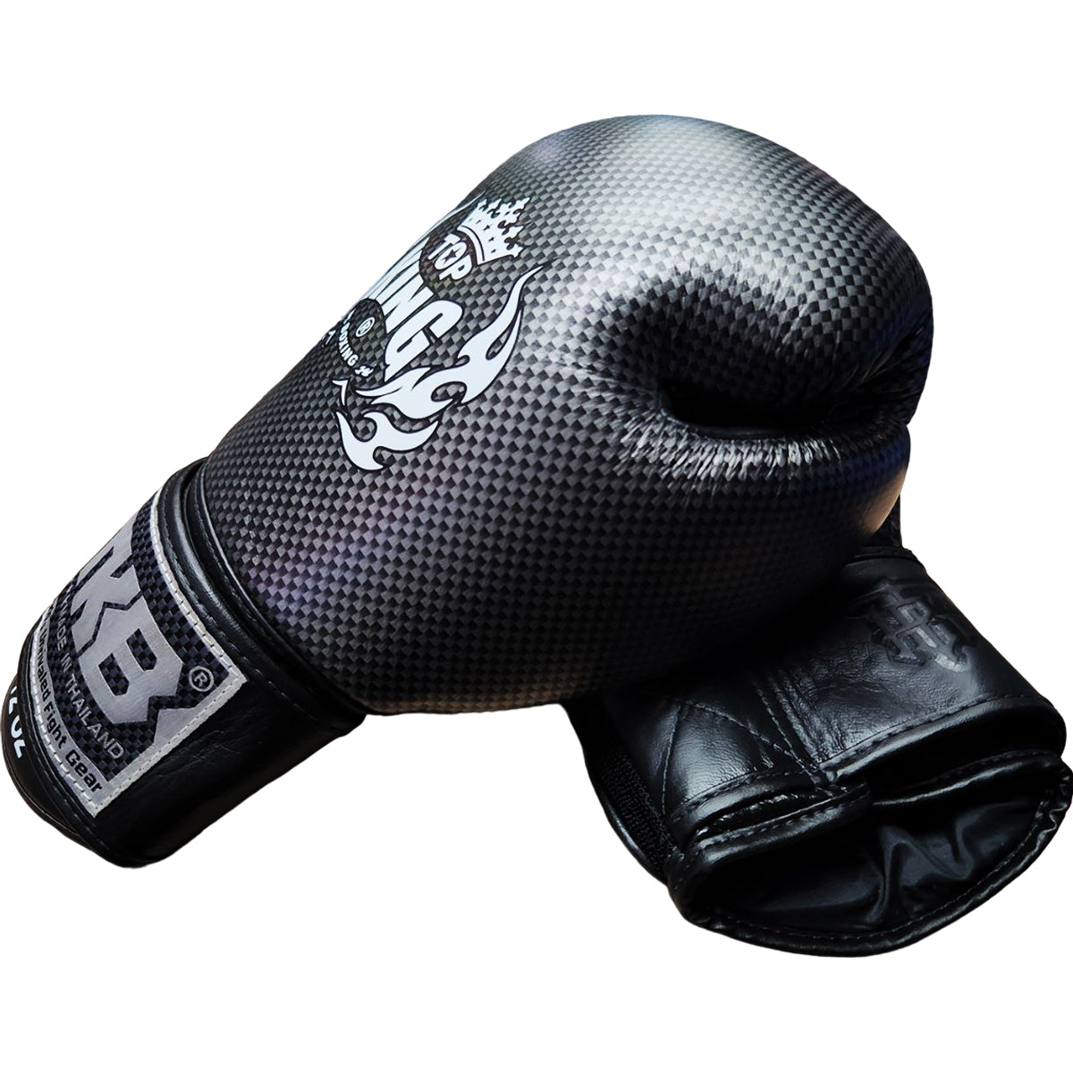 Boxing Gloves Top King TKBGEM 02 Air Black Silver Muay Thai Old Logo Exclusive 12 oz Black Florida USA