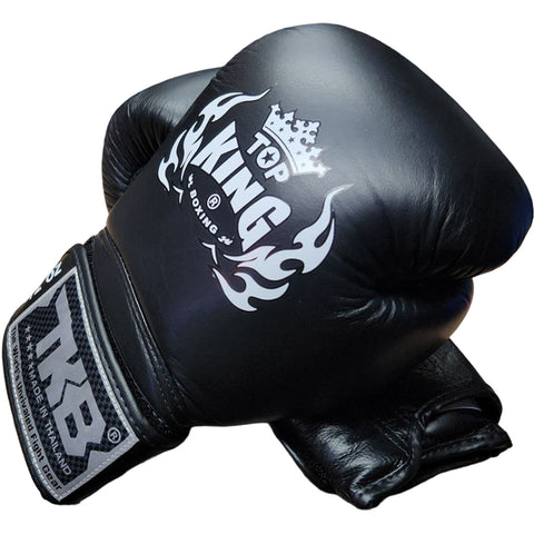 Boxing Gloves Top King TKBGSA Air Black Muay Thai Old Logo