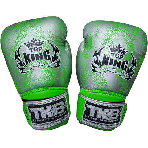 Boxing Gloves Top King TKBGSS-02 Air Green Silver Muay Thai Old Logo