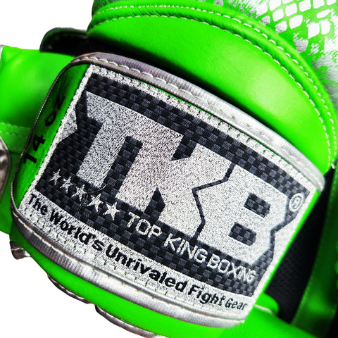 Boxing Gloves Top King TKBGSS-02 Air Green Silver Muay Thai Old Logo