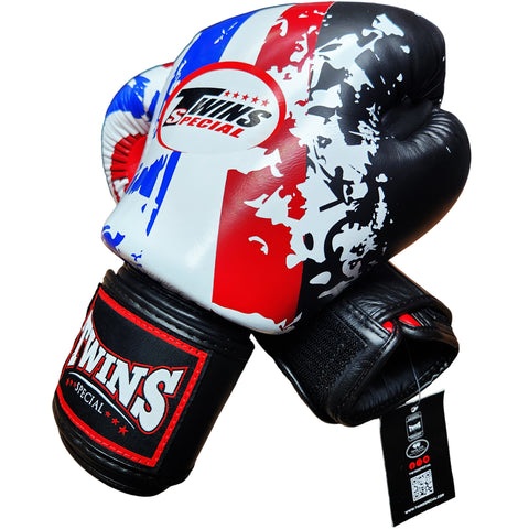 Boxing Gloves Twins Special FBGV-44TH Flag White Fancy Muay Thai Style