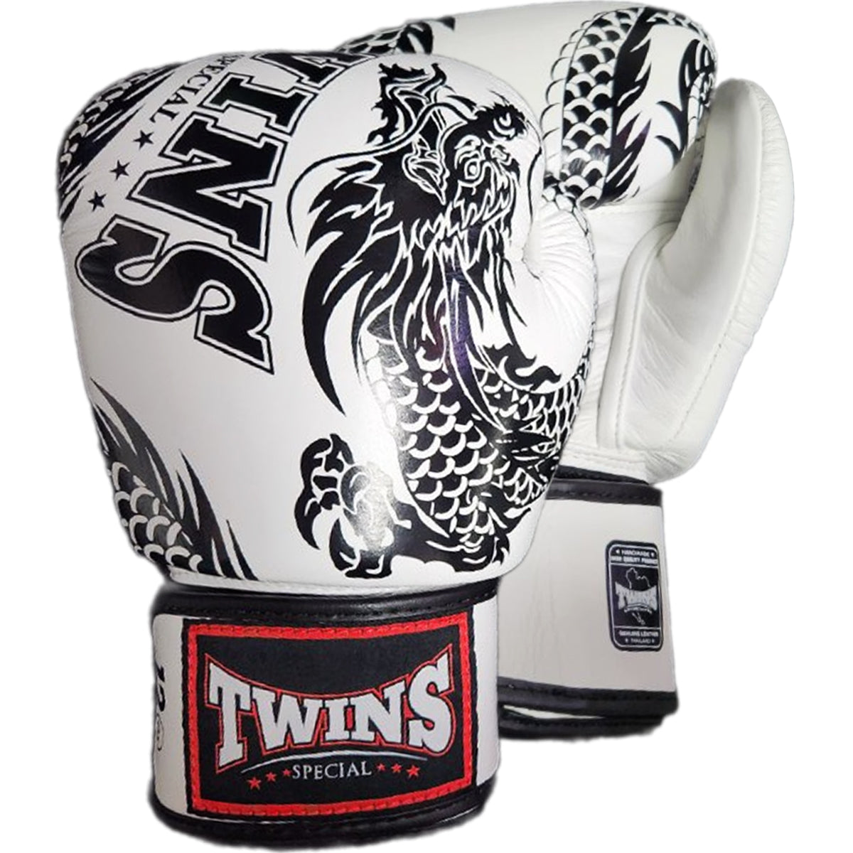 Boxing Gloves Twins Special FBGV-49 White Black Fancy Muay Thai Style