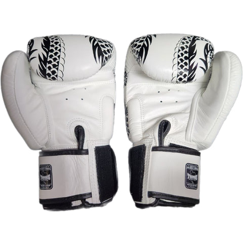 Boxing Gloves Twins Special FBGV-49 White Black Fancy Muay Thai Style