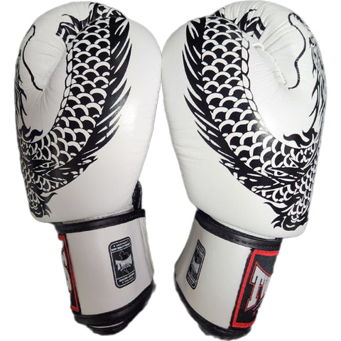 Boxing Gloves Twins Special FBGV-49 White Black Fancy Muay Thai Style