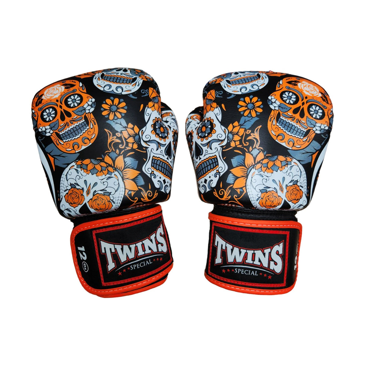 Twins Special FBGV-53 Skull Fancy Boxing Gloves, Orange, view 3