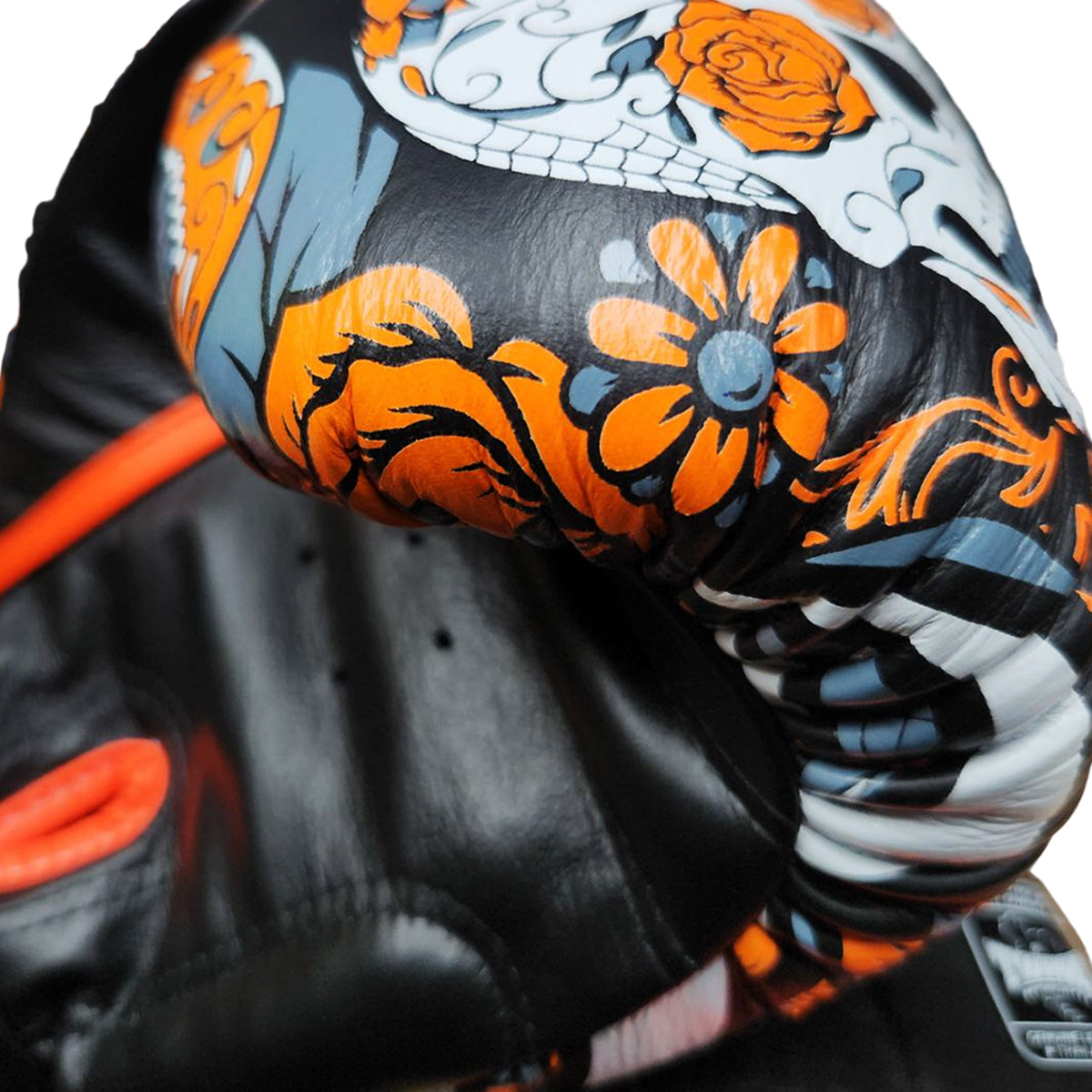 Twins Special FBGV-53 Skull Fancy Boxing Gloves, Orange, view 4