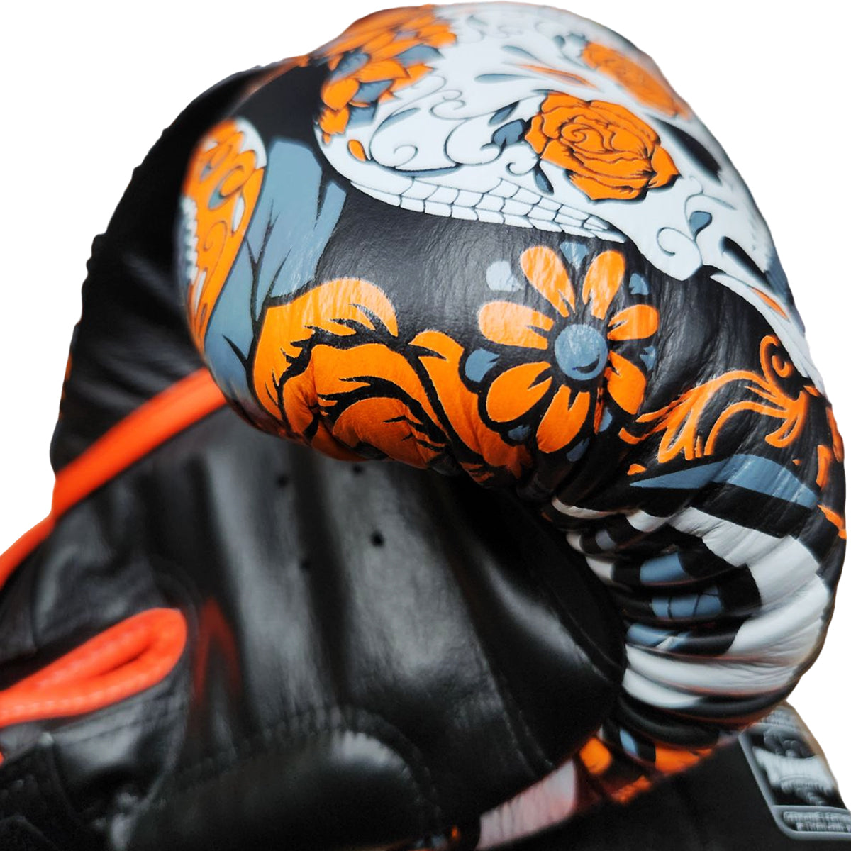 Twins Special FBGV-53 Skull Fancy Boxing Gloves, Orange, view 5