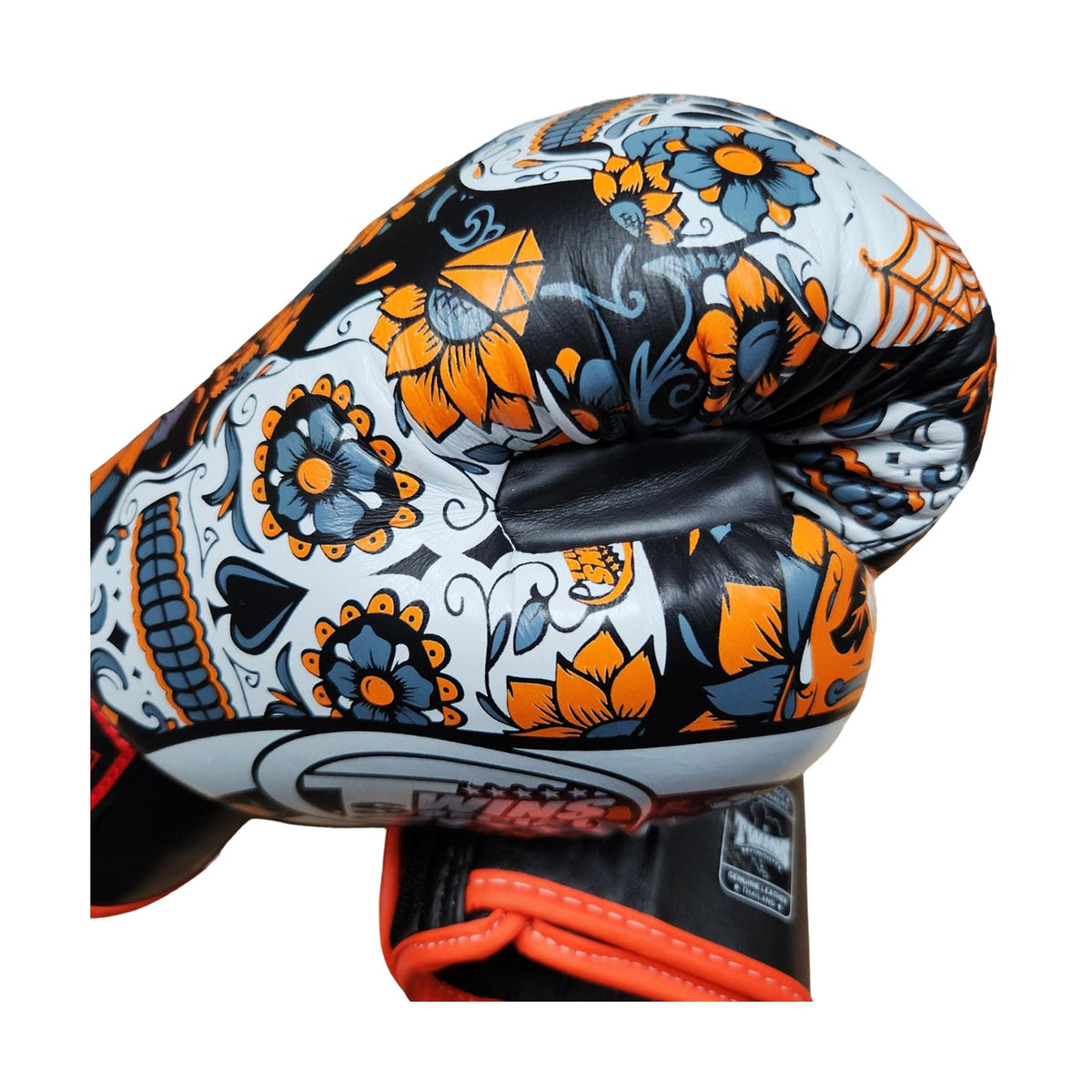 Twins Special FBGV-53 Skull Fancy Boxing Gloves, Orange, view 6