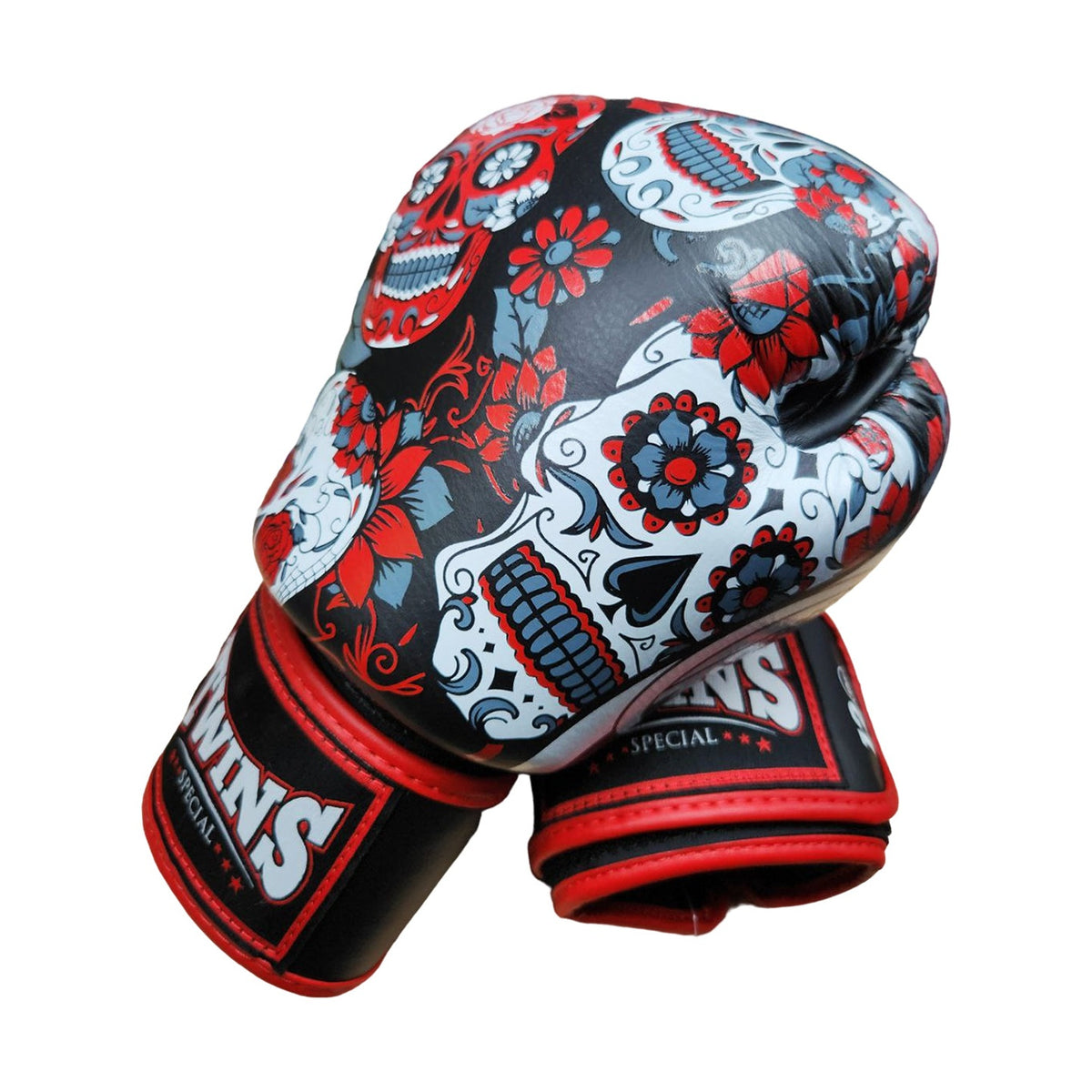 Twins Special FBGV-53 Skull Fancy Boxing Gloves, Red, view 5