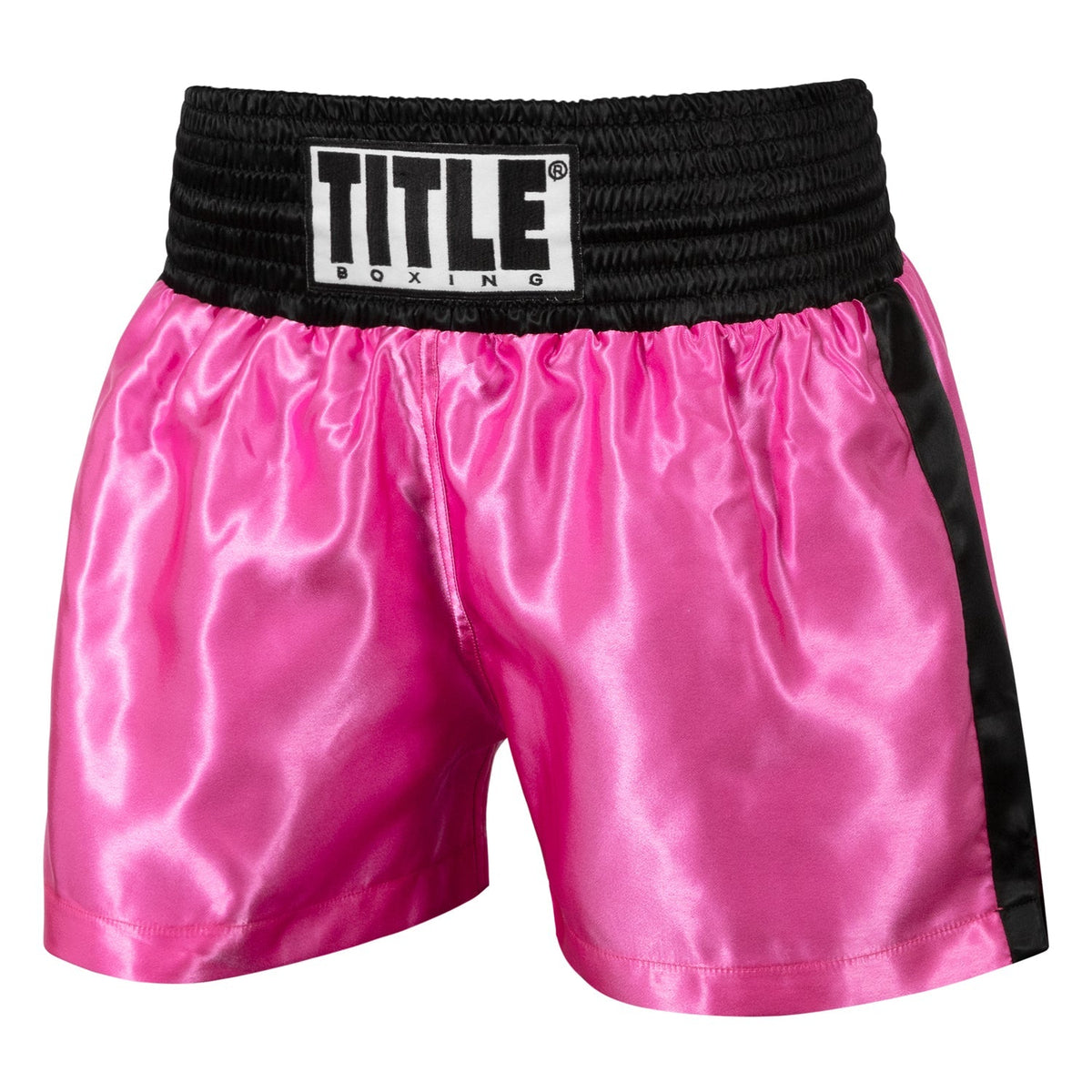 Shorts Boxing Title Professional Satin Striped Trunks Pink/Black