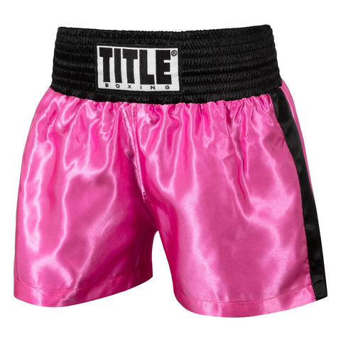 Shorts Boxing Title Professional Satin Striped Trunks Pink/Black