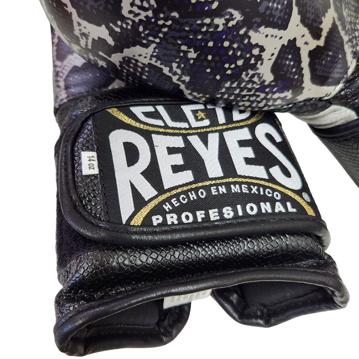 Boxing Gloves Cleto Reyes with Hook and Loop Closure Silver Black Steel Snake