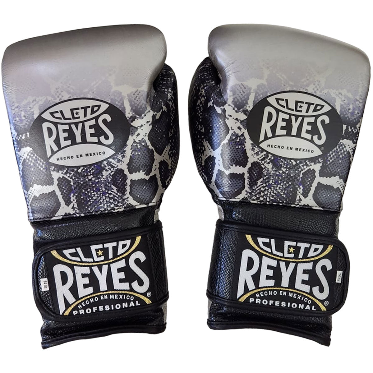 Boxing Gloves Cleto Reyes Hook Loop Silver Black Steel Snake