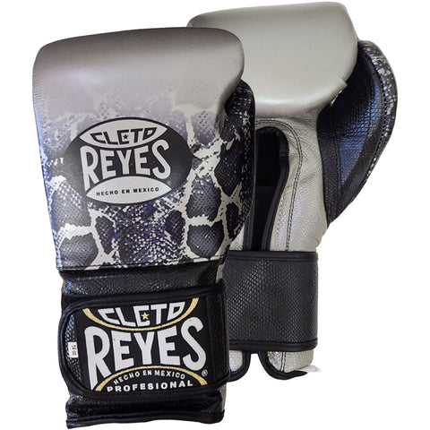 Boxing Gloves Cleto Reyes Hook Loop Silver Black Steel Snake