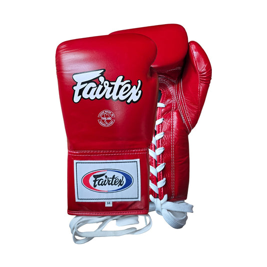 Fairtex BGL6 Lace-Up Boxing Gloves, Red, view 1