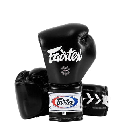 Boxing Gloves Fairtex BGL7 Black Lace-Up Mexican Style Pro Training (Leather)